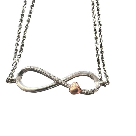 925 Sterling Silver  & 10K Gold Infinity Bracelet - Picture 1 of 9